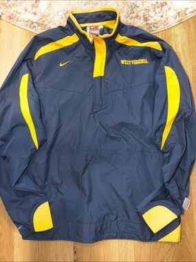 Nike Navy and Gold West Virginia Quarter-Zip Windbreaker